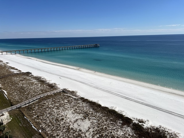 property view of water with a beach view