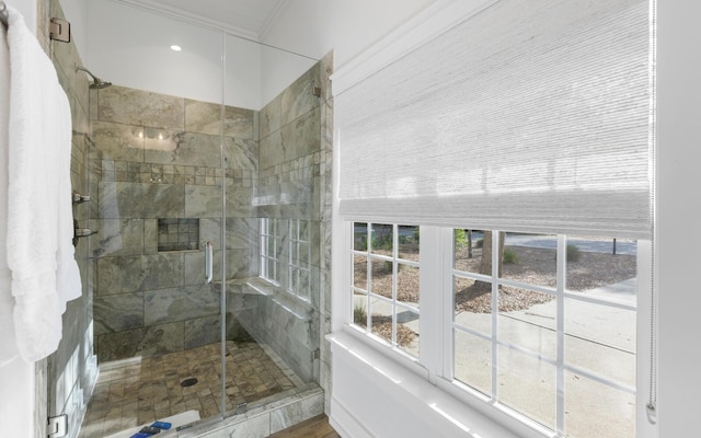 bathroom featuring an enclosed shower