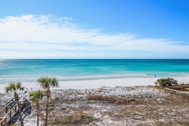 view of water feature featuring a beach view