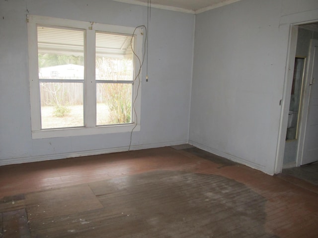 spare room featuring dark hardwood / wood-style flooring and a wealth of natural light