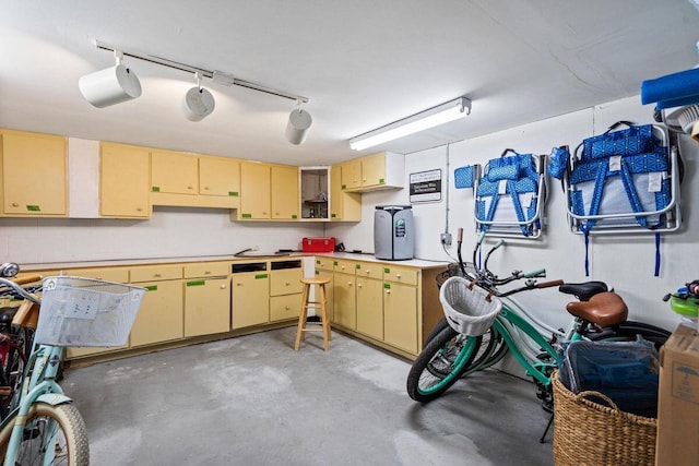 interior space featuring light brown cabinetry