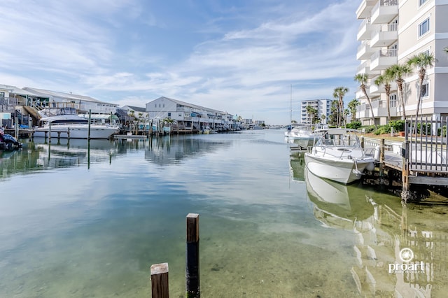 dock area featuring a water view