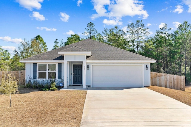 view of front facade with a garage