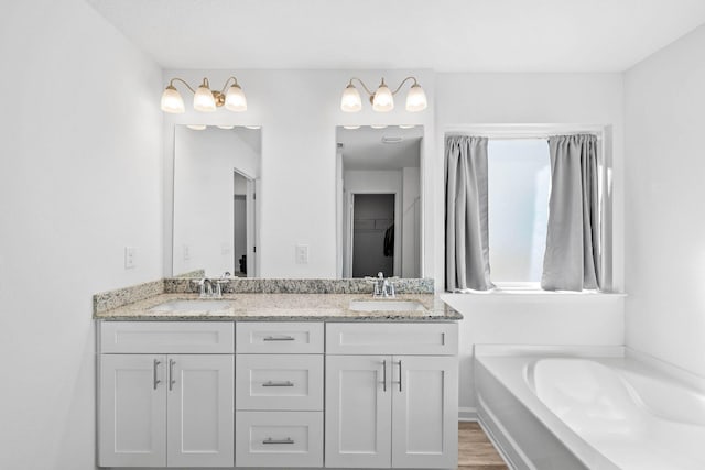 bathroom featuring a tub to relax in and vanity