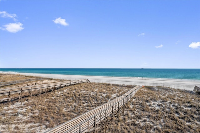 property view of water with a beach view