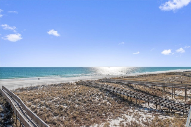 property view of water with a beach view