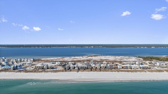 property view of water featuring a beach view