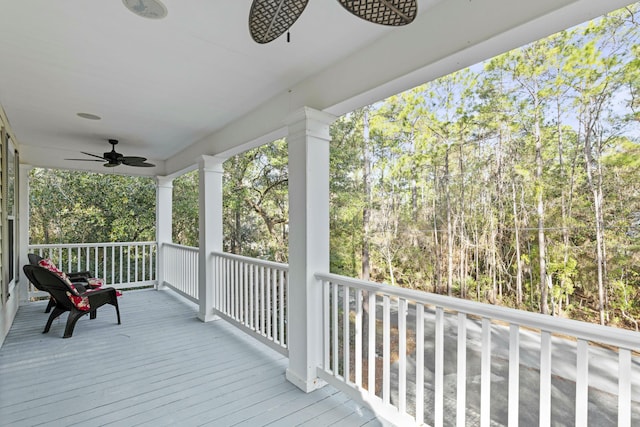 deck featuring ceiling fan