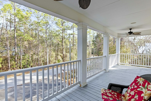 deck featuring ceiling fan