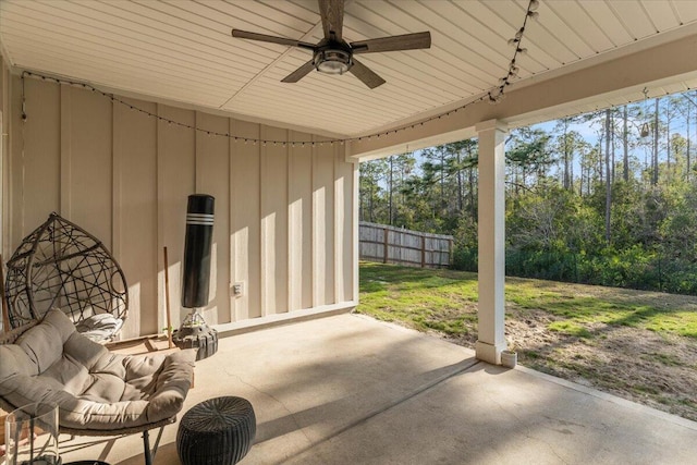 view of patio with ceiling fan