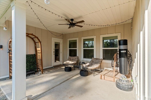 view of patio with ceiling fan