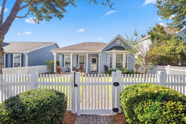 view of front of property featuring covered porch