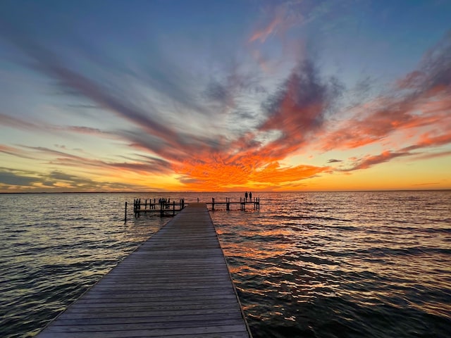 view of dock featuring a water view