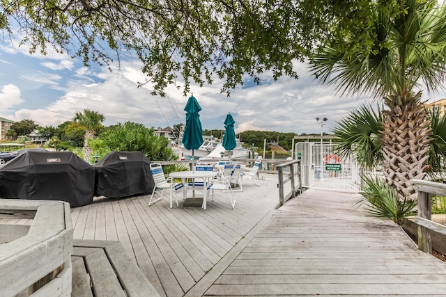 wooden terrace with grilling area