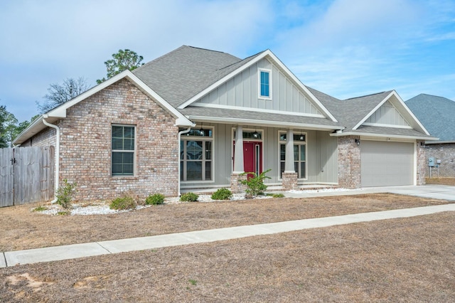 craftsman-style home featuring a garage and a porch