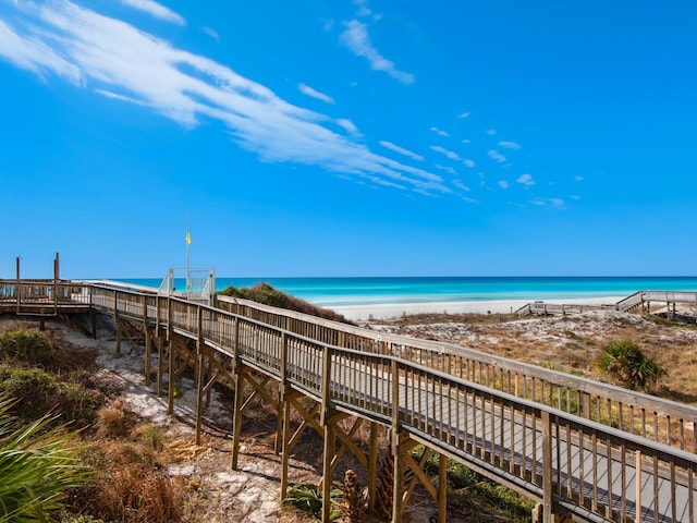 property view of water with a beach view