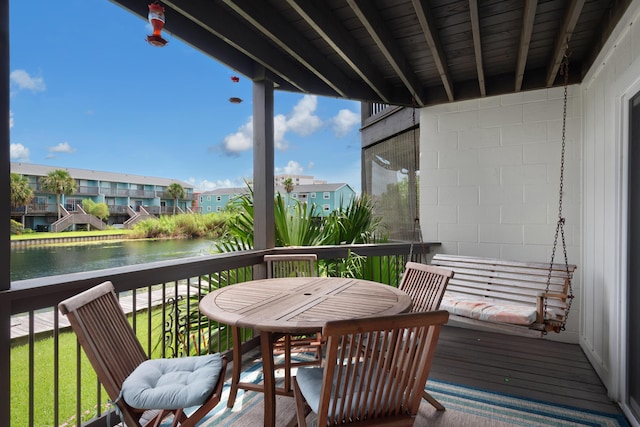 balcony with a water view