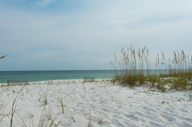 view of water feature featuring a beach view