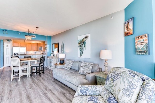 living room featuring light hardwood / wood-style floors