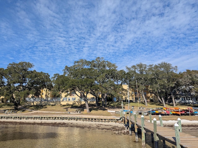 view of dock featuring a water view