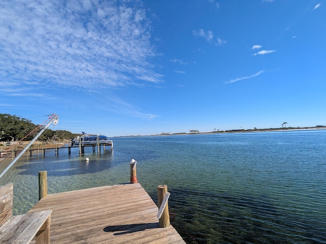 view of dock featuring a water view