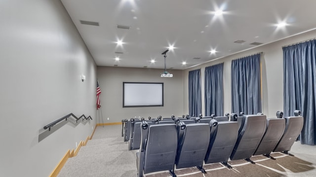 view of carpeted home theater room