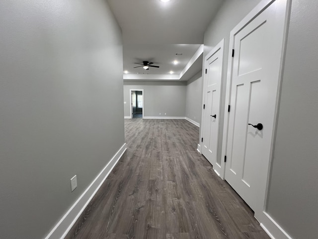 hall featuring dark hardwood / wood-style flooring