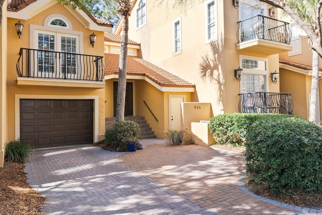 view of front of property with a garage