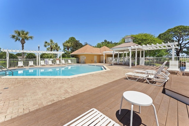 view of pool with a pergola