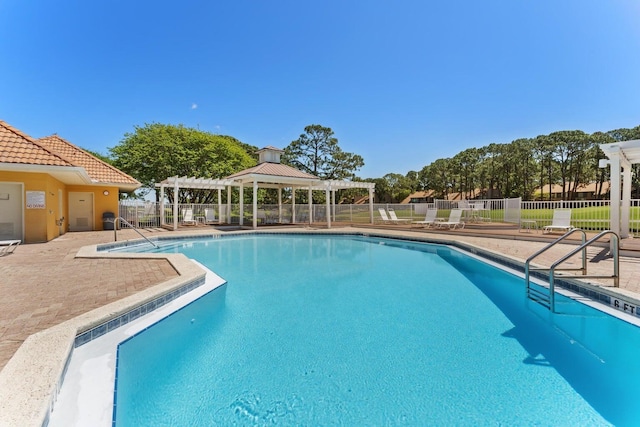 view of pool featuring a gazebo and a pergola