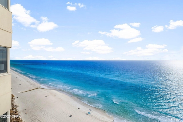 view of water feature with a view of the beach