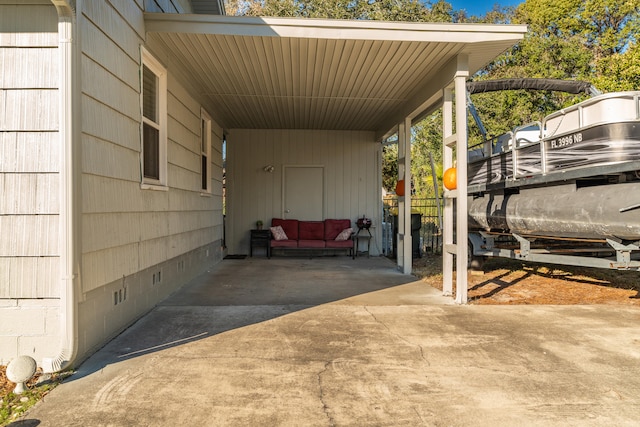 view of parking / parking lot featuring a carport