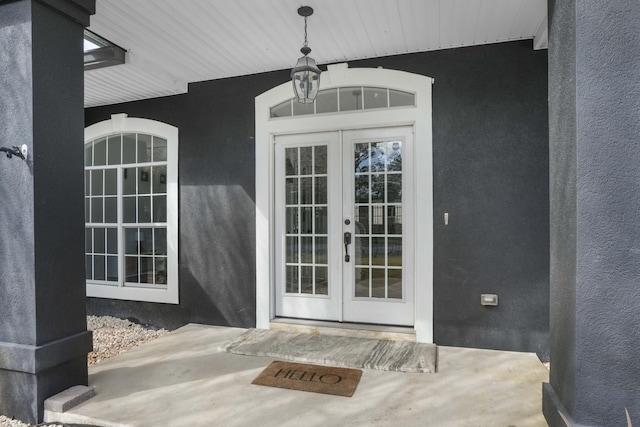 property entrance with french doors