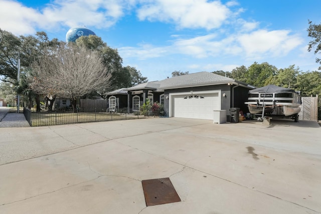 single story home with a garage