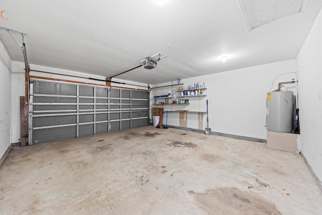 garage featuring a garage door opener and electric water heater