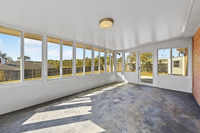 view of unfurnished sunroom