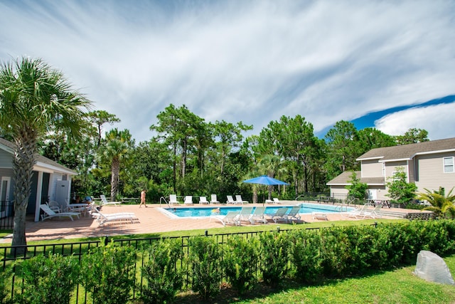 view of pool featuring a patio area