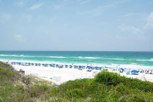 property view of water featuring a view of the beach