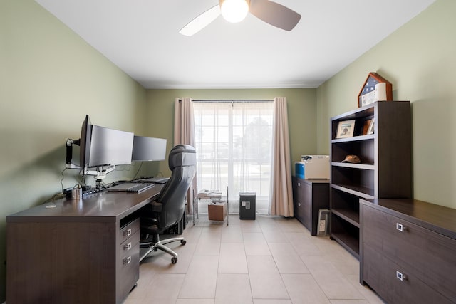 office area featuring ceiling fan