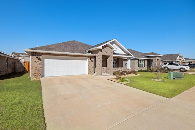 view of front facade featuring a garage and a front lawn