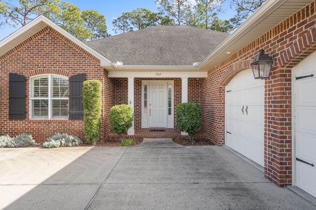 entrance to property with a garage