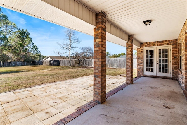 view of patio featuring french doors