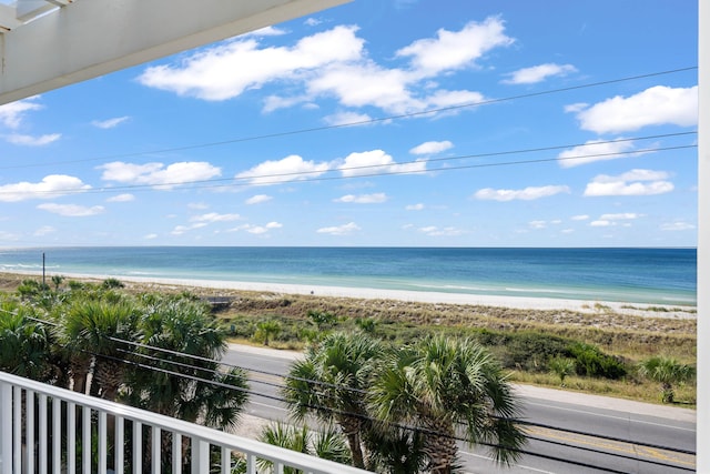 property view of water with a beach view