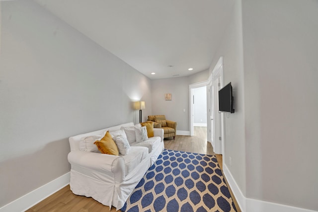 living room with hardwood / wood-style floors