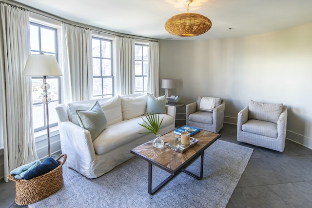 view of tiled living room