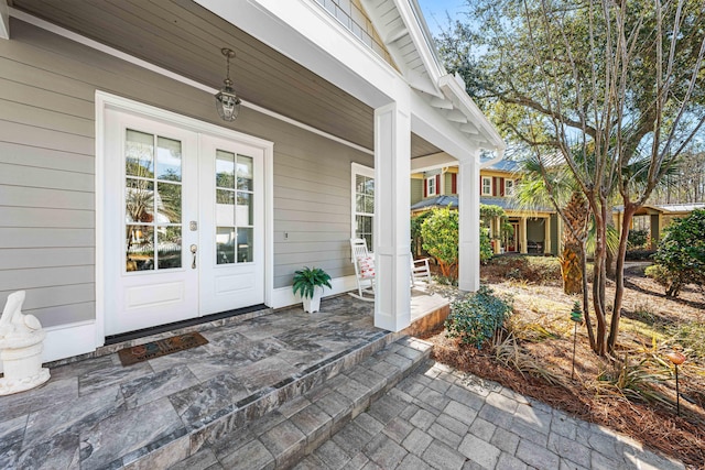 property entrance with french doors