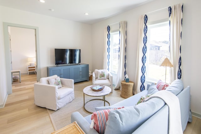 living room featuring light hardwood / wood-style floors