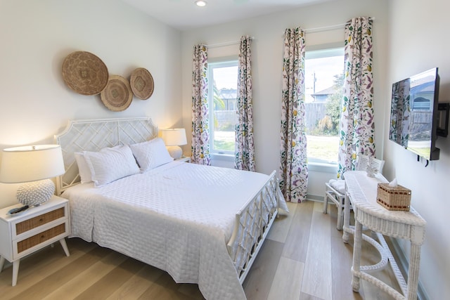 bedroom featuring light hardwood / wood-style floors