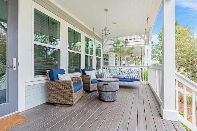 deck with covered porch