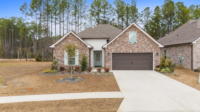 front facade with a garage